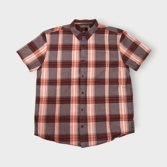 Prana XL Benton Short Sleeve Button Down Shirt Plaid Standard Fit Organic Cotton - Picture 2 of 8
